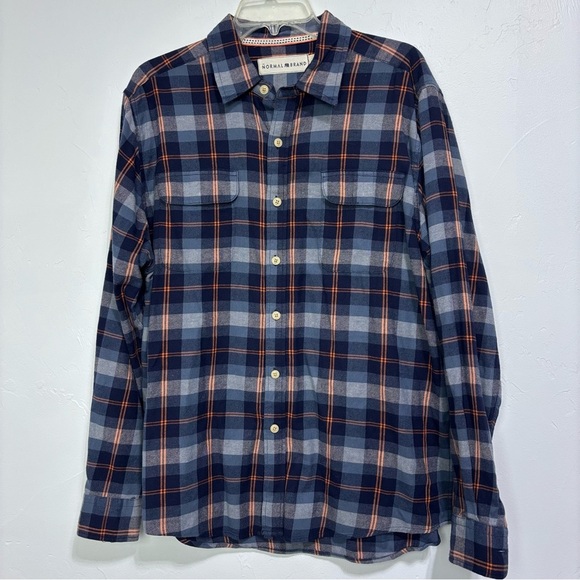 The Normal Brand Men's Large Plaid Flannel Button Front Long Sleeve Shirt Cotton - Picture 1 of 7